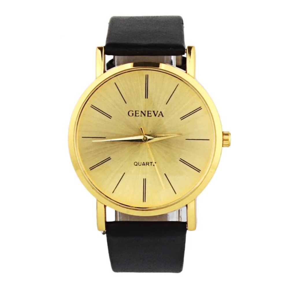 Gold/Black Geneva Watch